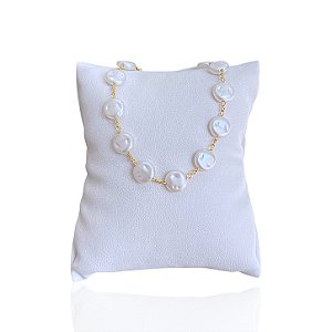 Pulseira Folheada Ouro 18k Pérolas Achatada