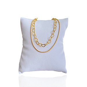 Pulseira Folheada Ouro 18k Dupla Laminada Elos Corações