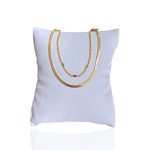 Pulseira Folheada Ouro 18k Dupla Fita Laminada Corações