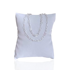 Pulseira Folheada Prata 925 Dupla Elos Corações