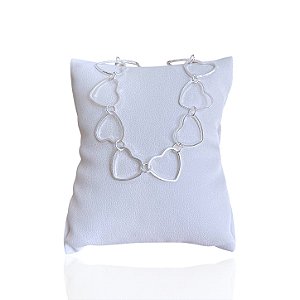Pulseira Folheada Prata 925 Elos Corações