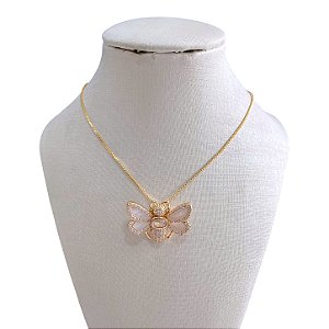 Colar Folheado Ouro 18k Vespa Cravejada