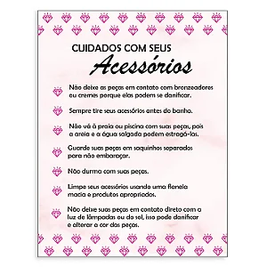 Cartão Cuidados Com as Peças 50 und