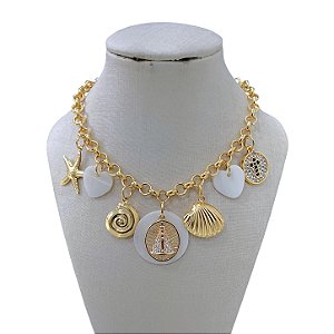Colar Folheado Ouro 18k Correntaria Nossa Senhora Mandala Sereismo