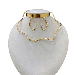 Conjunto Aro Bijuteria Ondulado
