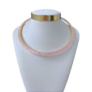 Choker Folheada Ouro 18k e Prata 925 Aro Navetes Cravejados