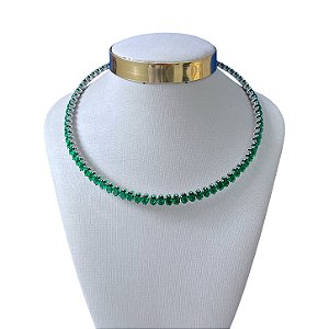 Choker Folheada Ouro 18k e Prata 925 Aro Oval Cravejados