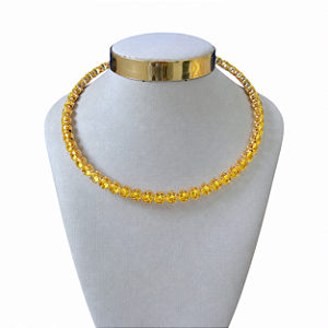 Choker Folheada Ouro 18k e Prata 925 Aro Redondo Cravejado