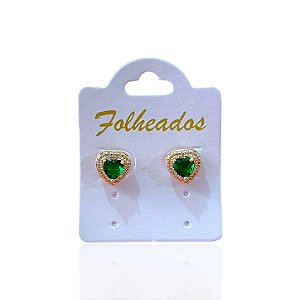 Brinco Folheado Ouro 18k e Prata 925 Coração Cravejado