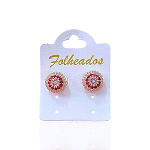Brinco Folheado Ouro 18k e Prata 925 Mandala Cravejada