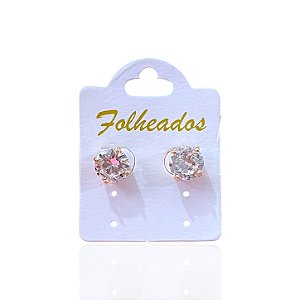Brinco Folheado Ouro 18k e Prata 925 Ponto de Luz Cravejado