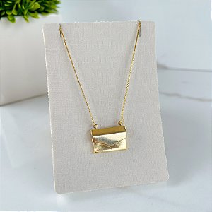 Colar Folheado Ouro 18k Relicário Carta