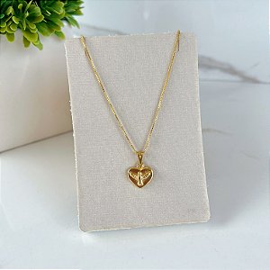 Colar Folheado Ouro 18k Coração Espírito Santo