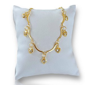 Pulseira Folheada Ouro 18k Corações
