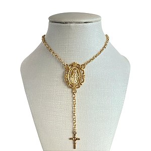 Colar Folheado Ouro 18k Terço Nossa Senhora