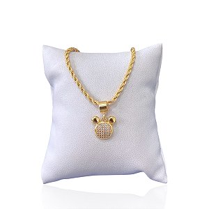 Pulseira Folheada Ouro 18k Cordão Baiano Minnie Cravejada