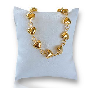 Pulseira Folheada Ouro 18k Corações