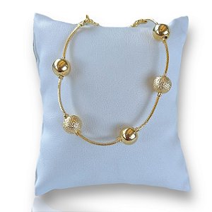 Pulseira Folheada Ouro 18k Bolinhas