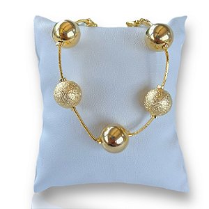 Pulseira Folheada Ouro 18k Bolinhas