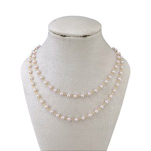 Colar Duplo Folheado Ouro 18k Pérolas