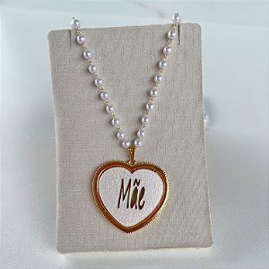 Colar Pérolas Coração Madrepérola Mãe Folheado Ouro 18k