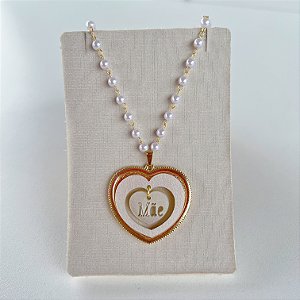 Colar Pérolas Coração Madrepérola Mãe Folheado Ouro 18k