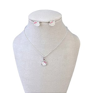 Conjunto Folheado Ouro 18k e Prata 925 Infantil Hello Kitty