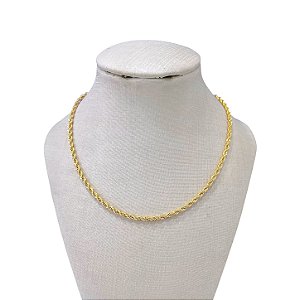 Colar Folheado Ouro 18k e Prata 925 Cordão Baiano Fino