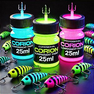 Tinta Glow Corion 25ml p/ Isca Artificial, Pesca Noturna, Vara, Boia, Molinete. Luminosa