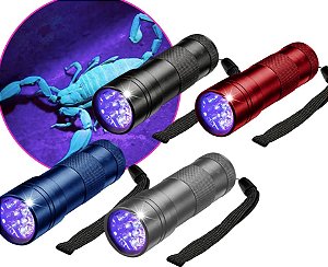 Lanterna Corion UV 9 Leds Ultra Violeta, em Aluminio Colorido. Caça Escorpião, Nota Falsa, Vidro quebrado * Promoção