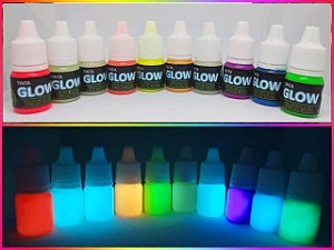 Tinta Glow Corion Fosforescente 5ml c/ Aplicador. Diversas Cores. Brilha no Escuro sem Luz Negra