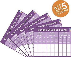 Quadro Valor de Lugar de Mesa (QVL) - 40 x 32 cm - Kit com 5 unidades