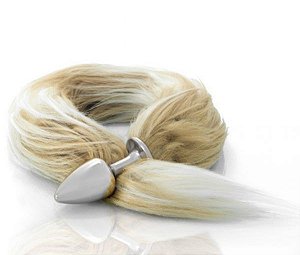 PLUG CROMADO COM RABO DEGRADE BEGE HARD