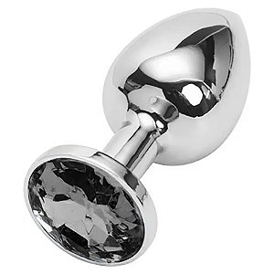 PLUG ANAL EM INOX COM PEDRA DECORATIVA GRANDE