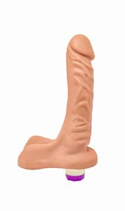 PROTESE FOGO DA PAIXAO COM ESCROTO E VIBRO INTERNO 19X4,5CM