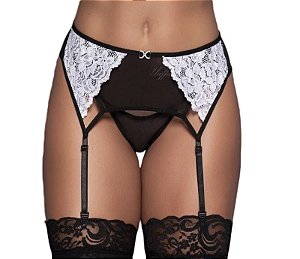 CINTA LIGA EM TULE RENDA COM CALCINHA EM TULE YAFFA Y2077