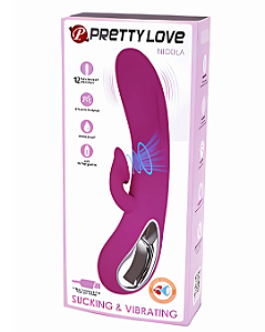 VIBRADOR DUPLO COM SUGADOR DE CLITORIS NICOLA PRETTY LOVE