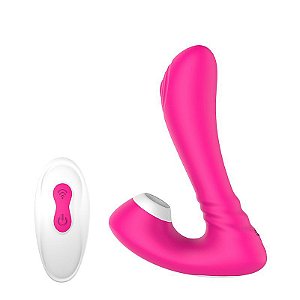VIBRADOR DE LUXO COM ESTIMULADOR SUCÇÃO GREY RECARREGÁVEL