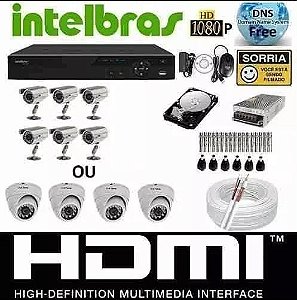 Kit Cftv 6 Cameras Infra 1200l Dvr 8 Canais Intelbras + hd 500 Gb