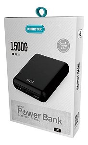Power Bank Mini 2 USB Visor Digital 15000mAh - E45 Preto Kimaster