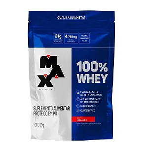 100% Whey Refil 900g Morango - Max Titanium