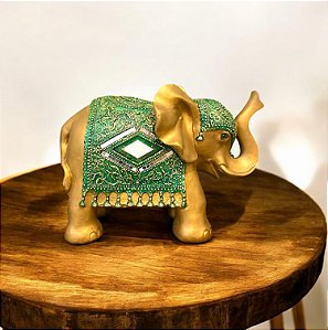 Elefante Manto Indiano Verde 22 Cm