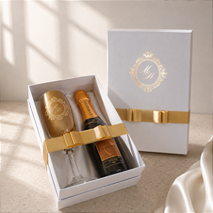 Kit Taça Individual Personalizado | Mini Espumante 187ml | Casamento