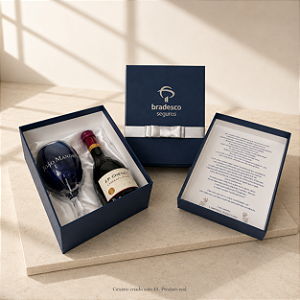 Kit Individual com 01 Taças de Vinho e Espaço para Mini Vinho e Mensagem interna
