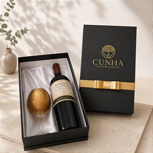 Kit Individual com Taça de Vinho e Espaço para Garrafa 750 ml