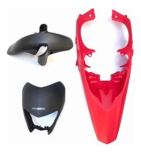 Carenagem Do Farol Xre300 Vermelho + Paralama Preto + Bico Vermelho
