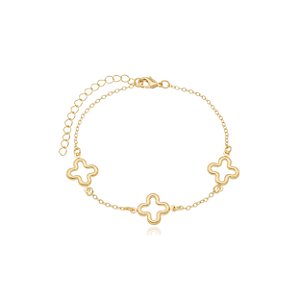PULSEIRA TREVOS VAZADOS - BANHO DE OURO