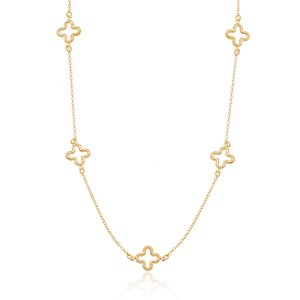 COLAR LONGO TREVOS VAZADOS - BANHO OURO 18K