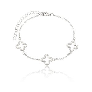 PULSEIRA TREVOS VAZADOS - BANHO DE PRATA
