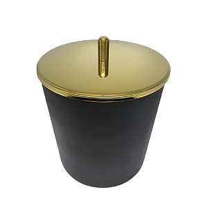 Lixeira Mathilde Preta e Dourada em Plástico e Aço Inox com Tampa Pino 5,4L